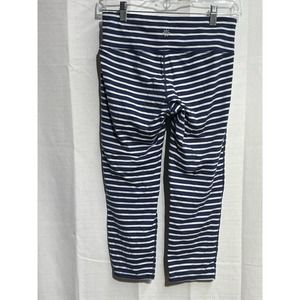 Athleta Leggings Blue‎ White Stripe Size Small EUC